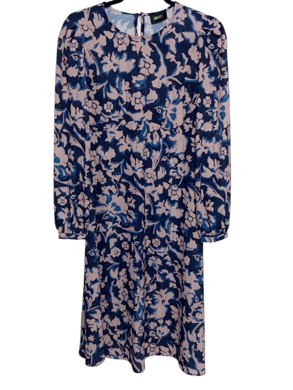Liu Jo Dress Womens Size 40 Italy Medium US Midi Navy Blue Floral Career Office